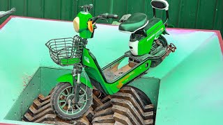 SHREDDER vs Bike Scrap, Metal Body! Extreme metal shredding machine