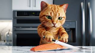 . "Chef Whiskers Cooks Up a Fish Feast!" #cat #catlovers #trending #animallovers #catfunny #funny 
