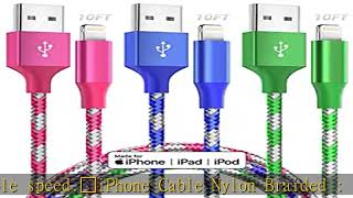 MenoSupp iPhone Charger Fast Charging Cable 3 Pack 10 FT MFI Certified Lightning Cable Nylon Braide