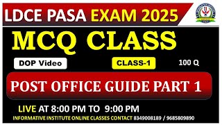100 DOP MCQ LDCE MTS Postman PASA Exam 2025 महत्त्व पूर्ण विभागीय प्रश्न Informative Institute