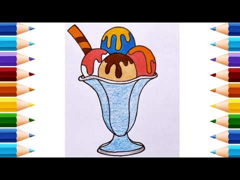 Ice cream in a glass drawing🥳Cute Ice cream drawing 🤓kids easy drawing step by step❤Artist Shruti 20