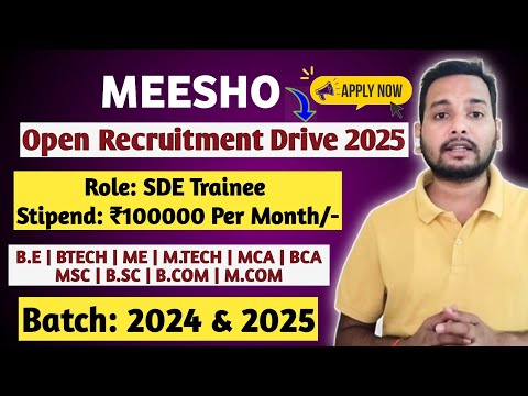MEESHO OFFICIALLY OPEN CAMPUS HIRING 2025 🔥🔥| DIRECT HIRING | HACKEREARTH CODING | 2024, 2025 BATCH