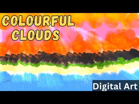 My First Abstract Painting 🖌️ Colourful Clouds #art #digitalart #abstractart #nature #digitaldrawing