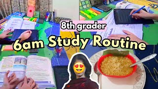 My 6am Study Routine as a 8th grader 💌📚 (breakfast, study and storytime)