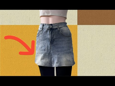 How to sew a lovely flared skirt, from jeans. Simple - Save money.
