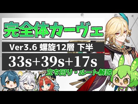 【Ver3.6螺旋12層下半 89秒】完凸・王冠使用済みカーヴェによる豊穣開花編成(4金)【原神】