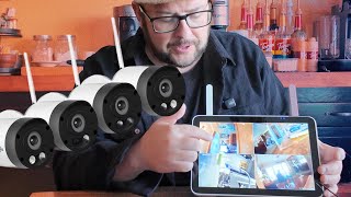 EASY SET UP - 8MP Outdoor wifi Wireless Security Camera System, 10" Touch Screen