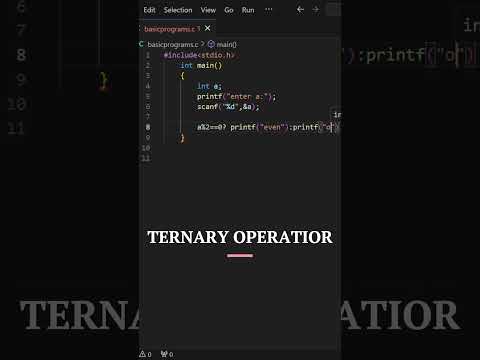 "TERNARY OPERATOR" IN  C ! #shortvideo #ytshorts #youtubeshorts