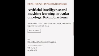 Artificial intelligence and machine learning in ocular oncology: Retinoblastoma | RTCL.TV