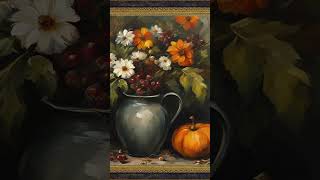 Vintage Florals Meet Autumn Glow 🌺🍁 #tvwallpaper #tvbackground #tvdecor #TVhack #frametvart
