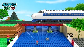 【新幹線アニメ】★新幹線0系の冒険★ ～川に橋をかける～ | 踏切 | 電車 / The Adventure of Bullet Train for Kids !  " Build a bridge"