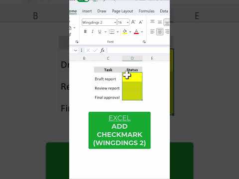 Excel - Add checkmark (Wingdings 2)