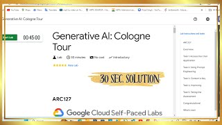 Generative AI: Cologne Tour | #ARC127 | 30 sec. Labs Solutions |  #qwiklabs #Arcade2024 l #arcade