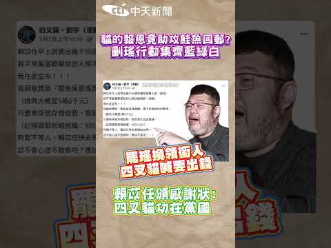 貓的報恩竟助攻鮭魚回郵? 刪瑤行動集齊藍綠白 賴苡任頒感謝狀:四叉貓功在黨國 #shorts