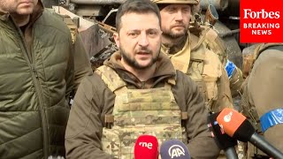 Zelensky Visits Bucha, Site Of Alleged Civilian Massacre