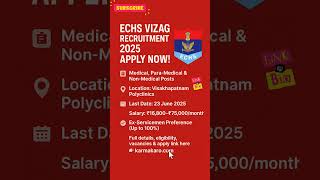 ECHS Vizag Recruitment 2025 #job #jobs
