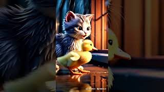 Sometimes the kindest hearts find each other in the rain. #aishortfilm #cuteanimals #storytime