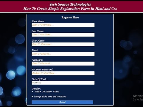 Registration Form in Html and Css | Html and Css Simple Registration Form