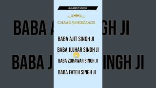 Names Of Chaar Sahibzaade |ਚਾਰ ਸਾਹਿਬਜ਼ਾਦੇ | Guru Gobind Singh ji | Sikh religion | All About Sikhism