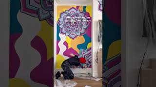 A new room with a mural #funkyart #funkyhouse #wallart #dopaminedecor #decorinspo #mural #wallart