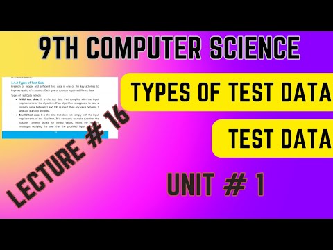Types of Test Data | Test Data | 9th computer science chap 1 new book