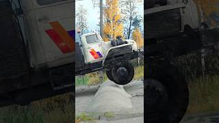 White Dump Truck Crossing Bumpy Road #mudrunner #shorts