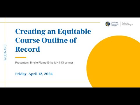 Creating an Equitable Course Outline of Record
