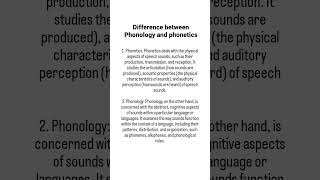 Difference between Phonology and Phonetics #linguistics #englishlinguistics #english