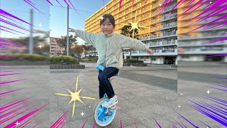はじめての練習！一輪車！さくらこを乗せてゴーゴー⭐︎さぁ上手くいくかな