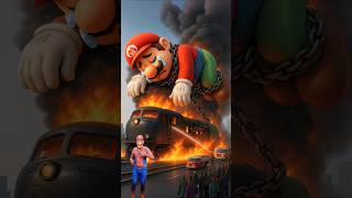 Ai Generate Giant Super Mario Sleeping On Burning Train