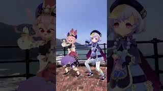 波の荒い海岸の円形広場で原神のロリちびたちがきつねダンス［2/3］【原神/GENSHIN】3D AR