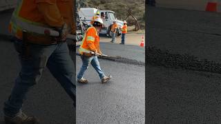 How to Rake asphalt Joint #construction #workday #work #satisfying #aesthetic  #aestheticvideo ￼ ￼