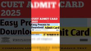 CUET 2025 City Admit Card #india  #CUETExam2025 #CUETUpdate