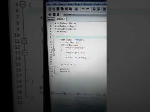 A program in C to display the string "ARRAY" in format