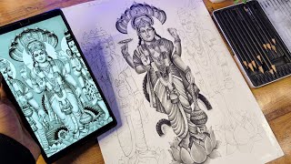Draw With Me Lord Vishnu Drawing | Stunning Step By Step Timelapse Art