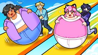 Rolling My FAT FRIEND in Roblox!