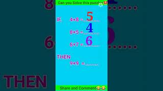 Maths puzzles🤩 |Maths puzzle (9+9=?) |Maths reddles #shorts_