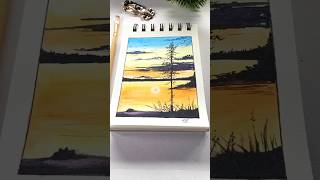Sunset 🌇 #sunsetpainting #artshorts #sunsetview  #orangesunset #sunsets #ytshorts #watercolorist