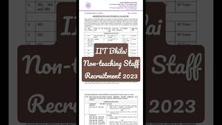 IIT Bhilai Recruitment #shorts #nonteachingjobs #iitbhilai