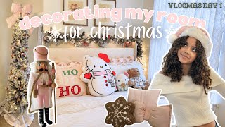 decorating my room for christmas ❄️ VLOGMAS ep1 | *pinkmas* *ballet core* *nutcracker-inspired*