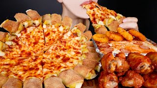 ASMR GIANT CHEESY PIZZA CHICKEN CHEESE SPAGHETTI MUKBANG 치즈 피자 치킨 먹방チーズピザ バーベキューチキン 咀嚼音EATING SOUNDS