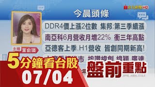 美非農就業強勁.7月Fed難降息 美股收高!大摩看好後市 按讚緯創.緯穎.廣達!南亞科6月營收月增22% 衝三年高點!特斯拉機器人生產喊卡｜主播葉俞璘｜【5分鐘看台股】20250704｜非凡財經新聞