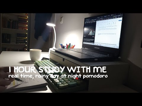 1 Hour Study With Me | Rainy Day, Calm Music, Real Study, 10 Minute Break, Pomodoro
