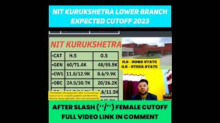 NIT KURUKSHETRA LOWER BRANCH EXPECTED CUTOFF 2023 #shorts #josaa2023 #expectedcutoff