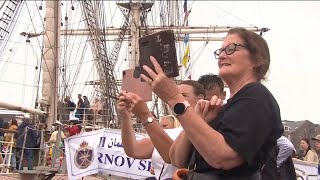 Crowds gather despite the rain to welcome Tall Ships Races to Aberdeen