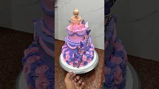Beautiful pink & purple Barbie doll cake #shortsfeed #trending #shorts #barbiedollcake #dollcake