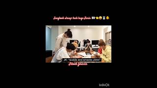 Jungkook scolds and smacks Jimin 👀👈😜🐰🐥 #jikook #jikookff #minkook #kookmin #bts #shorts #viral#jk#jm