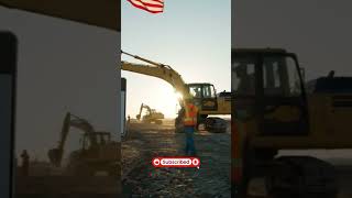 DOT Road Construction at Sunrise  #excavator #bulldozer #automobile #constructionequipment