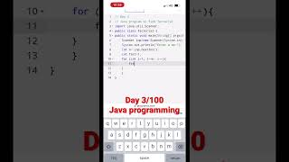 3. Java program to find the factorial of a number |#factorial-program,#shorts
