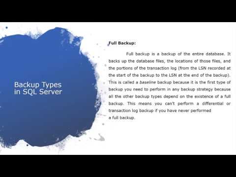 Types of Backups in database | SQL Server #sqlserver